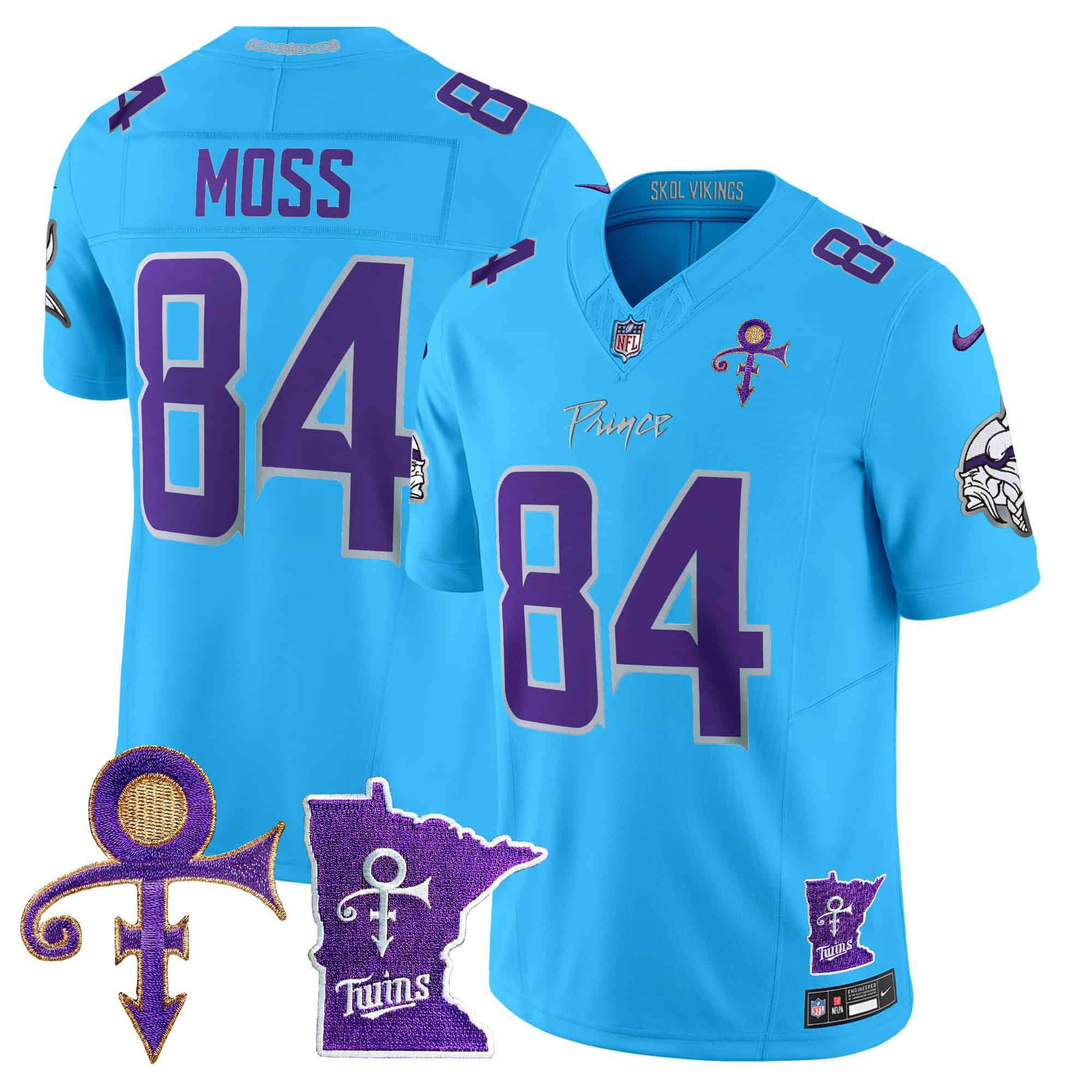 Men Minnesota Vikings #84 Moss Light Blue 2024 Nike Prince Vapor Limited NFL Jersey